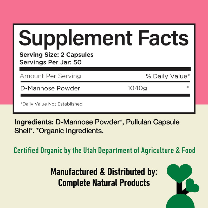 CNP | D Mannose Capsules 520mg - UTI Support, Bladder Urinary Tract Aid | Organic D mannose 520mg capsules for UTI support, urinary tract and bladder health; vegan non GMO, no fillers, kosher 100 Count (Pack of 1)