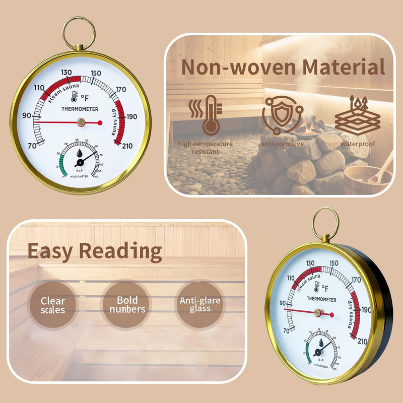Sauna Thermometer Fahrenheit & Hygrometer, 2026 Upgraded Lanyard-Mounted for Portable Steam Sauna Box, Ideal for Infrared/Indoor/Home Use, Essential Accessory & Gift for Enthusiasts - BeesActive Australia