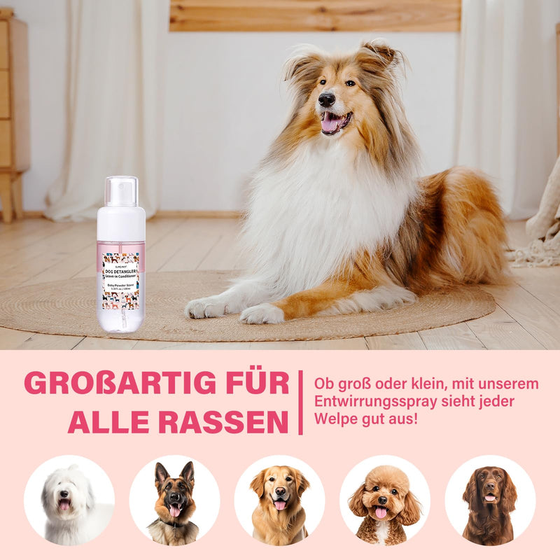 Dog Detangling Spray, Leave-in Detangler & Detangling Spray for Dogs, Baby Powder Scent, Professional Grooming Formula Contains Coconut Oil and Jojoba Oil for Easy Tangle-Free Grooming (100ml) - BeesActive Australia