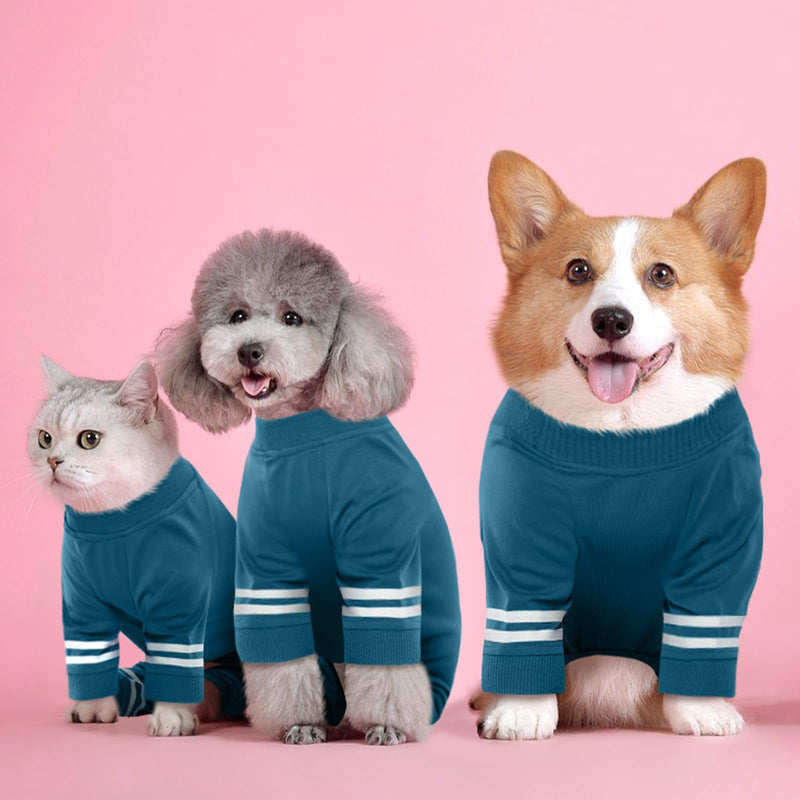 DENTRUN dog pajamas, jumpsuit for small dogs, dog overalls, dog sweaters, dog pajamas, warm and cozy dog pajamas, four-legged dog sweater XL peacock blue - BeesActive Australia