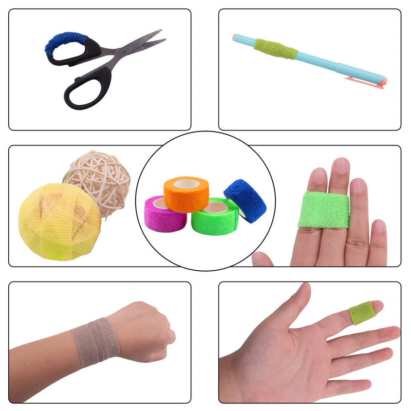 BQTQ 96 Rolls Self Adhesive Bandage Wrap Tape 1 Inch Self Adherent Wrap Self Stick Bandage Athletic Wraps Tape Stretch Bandages for Wrist Ankle Swelling Sprains (Rich Color) Rich Colors - BeesActive Australia