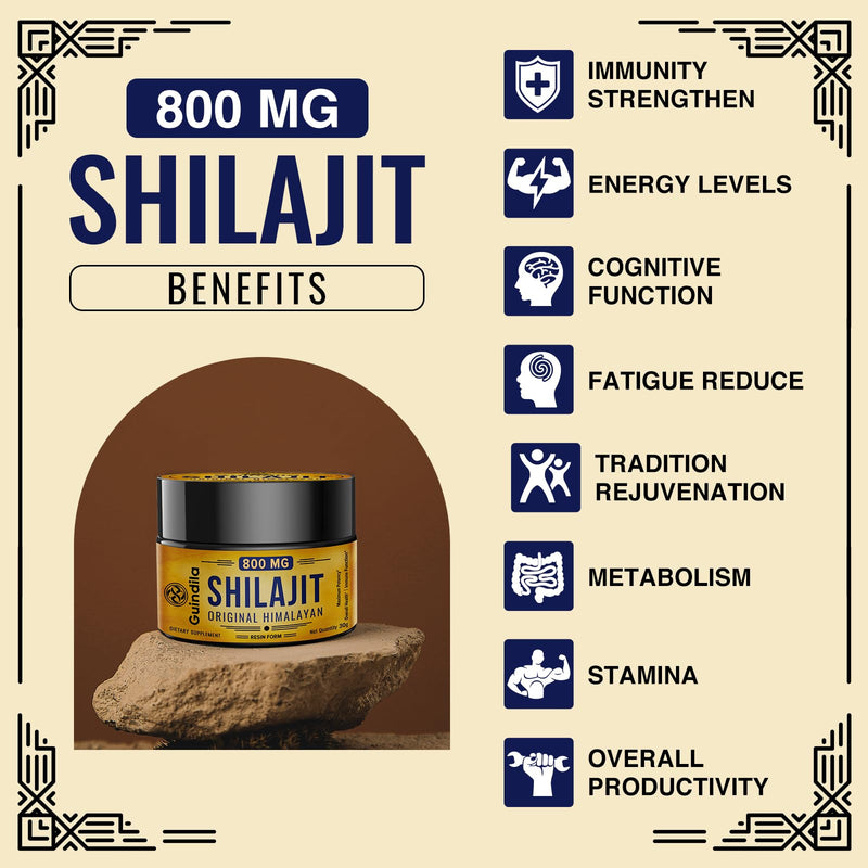 800mg Shilajit Supplement - Shilajit Pure Himalayan Organic Shilajit Resin with Maximum Potency, Original from Himalayan with 85+ Trace Minerals & Fulvic Acid for Focus & Energy, Immunity, 30 Grams 1 Fl Oz(Pack of 1) - BeesActive Australia