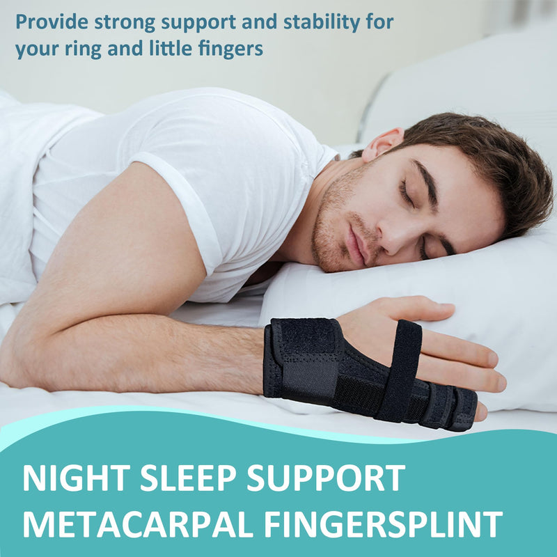 Metacarpal Finger Splint Hand Brace - Pinky Ring Finger Immobilizer For Boxer Fractures -Fit for Both Left or Right Hand (Medium) Medium