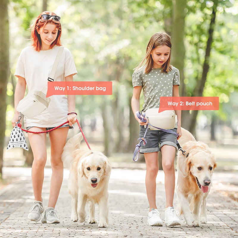 Dog Treat Pouch & Dog Walking Bag,Removable Treat Pouches for Pet Training,Stylish Dog Walking Fanny Pack with Used Waste Bag Holder,White White - BeesActive Australia