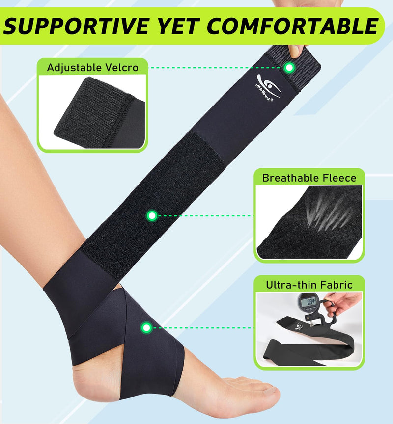 HiRui Ultrathin High-Elastic Ankle Wraps Ankle Brace for Men Women Kids, Adjustable Ankle Straps for Running, Football, Basketball, Sprains, Arthritis, Plantar Fasciitis (Black, Medium (Pack of 1)) Black Medium (Pack of 1) - BeesActive Australia