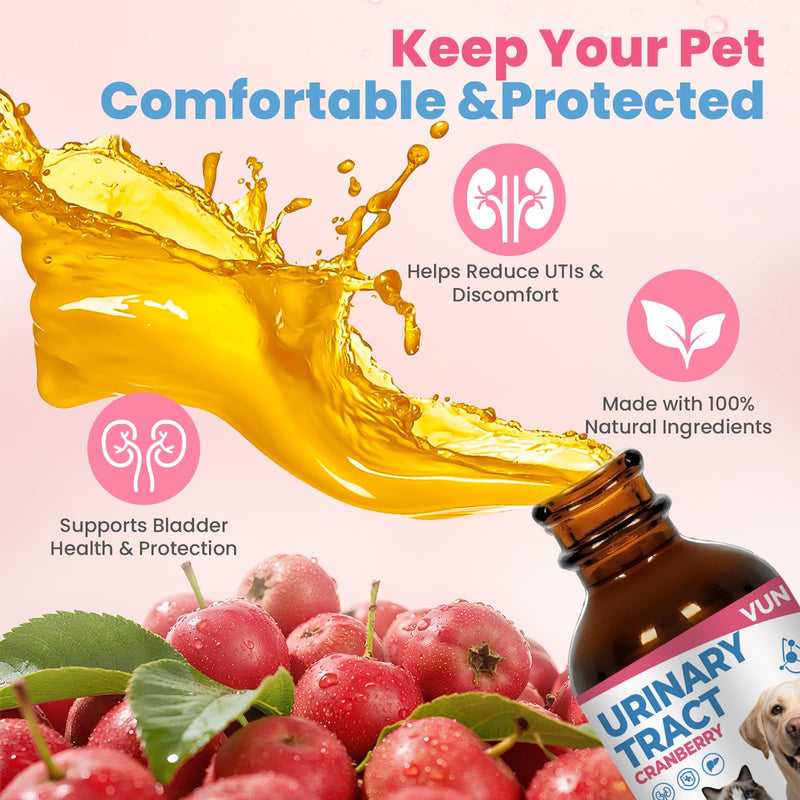 Cat UTI Treatment,Dog Urinary Tract Infection Drops, Renal Health for Cats Pets - Kidney Support,Bladder Control for Dogs Incontinence - Cat UTI Remedy Cranberry & D-Mannose (1 Pack) 1 Pack