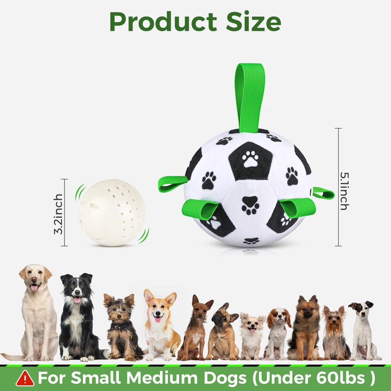 QDAN Interactive Dog Toys for Boredom, Dog Soccer Ball with Straps, Active Rolling Bouncing Ball for Dogs, Moving Dog Toy Jumping Chasing Music Record for Small Medium Large Pet Black+Green - BeesActive Australia