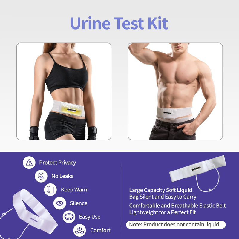 Urine Test Complete Kit – 2 to 4 oz Concealed Sample Bag with Adjustable Belt,Urine Test for Hospital & Infirmary with Thermometer Stickers and Silicone Funnel (Large) Large - BeesActive Australia