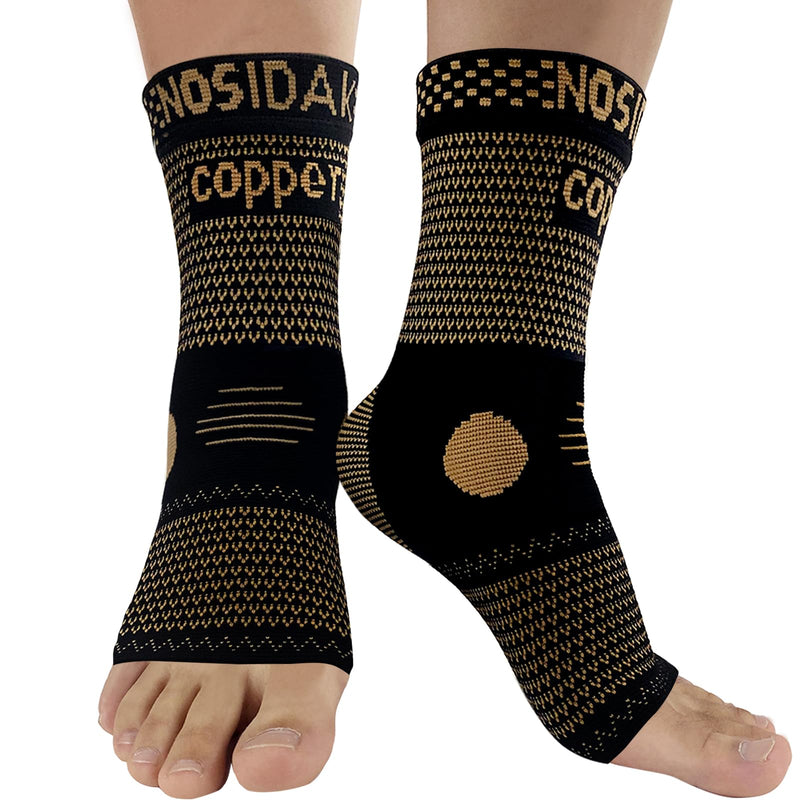 Copper Ankle Brace for Men & Women 20-30mmHg Ankle Support Compression Sleeve with Arch Support for Plantar Fasciitis Relief, Achilles Tendonitis, Heel Spur, Joint Pain, Swelling, and Sprain Copper-Tan Large - BeesActive Australia