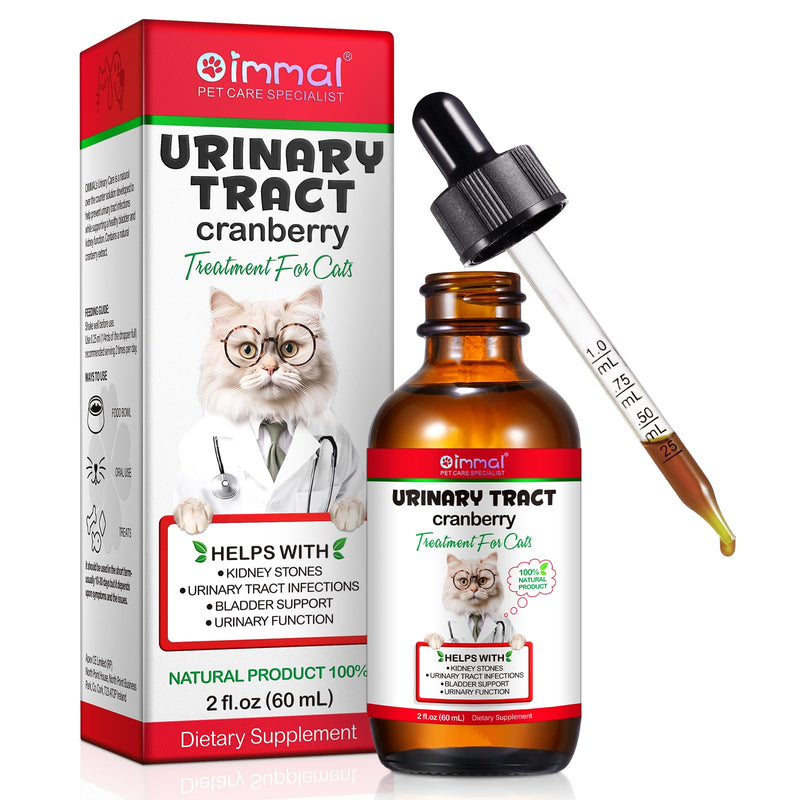 Cat Urinary Tract Infection Treatment Drops, 2 FL oz Cat UTI Healing Drops with Cranberry Extract Supports Bladder, Kidney Stone, Prevention of Incontinence in Urinary Health for Cats - BeesActive Australia