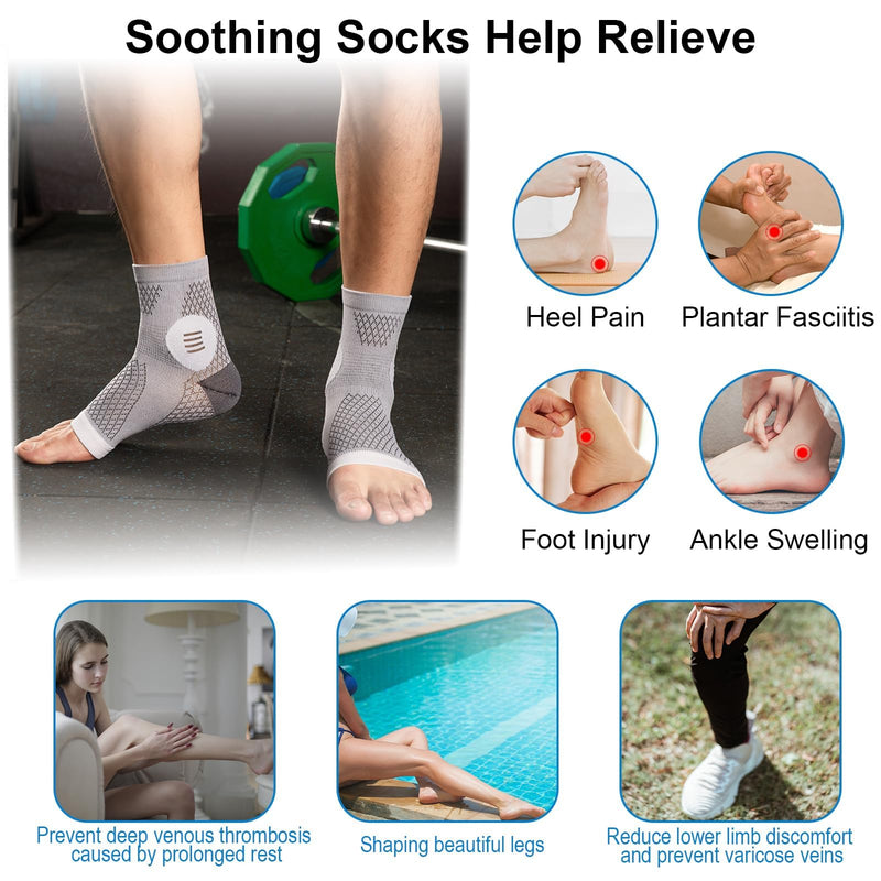 2 Pairs Mixed Colors Neuropathy Socks For Women & MenÔºåNano Neuropathy SocksÔºåDiabetic Open Toe Foot Sleeves Elastic SockÔºåCompression SocksÔºåSleep Socks Large