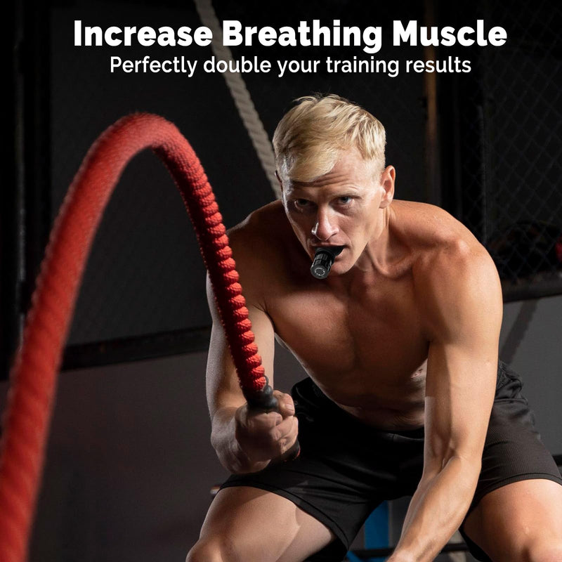 Portable Breathing Trainer, [New Upgraded] Adjustable Respiratory Muscle Trainer with Soft Silicone for Strengthen Breathing Exercise, Compact Oxyfit Breathe Trainer for Fitness & Training, Black Black (New Upgrade) One Size - BeesActive Australia