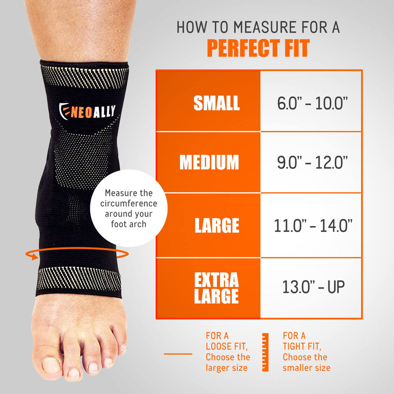 NeoAlly Copper-Infused Ankle Compression Sleeve Silicone Gel Ankle Support Brace for Ankle Sprain Protection,Achilles Tendon, Pain Relief, X-Large, 1 Pair X-Large (1 Pair)
