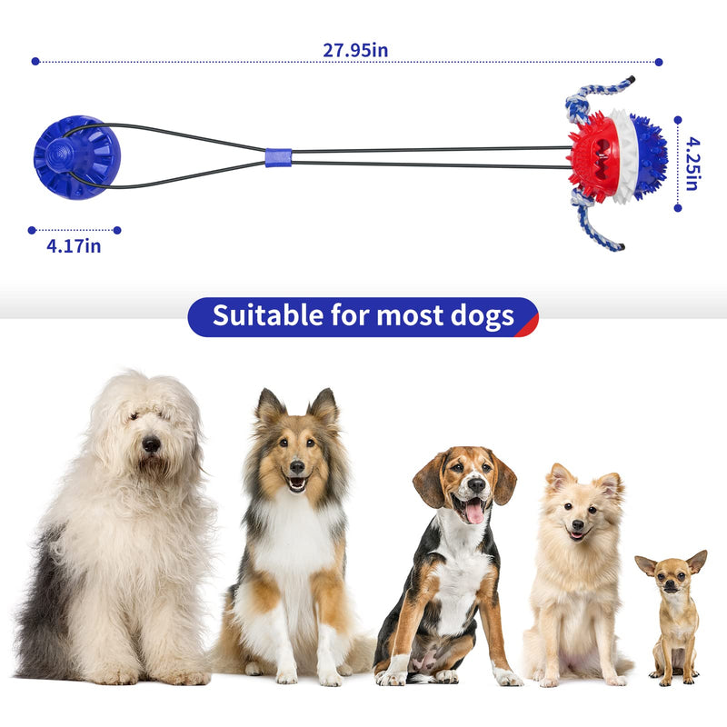 Dog Toys for Aggressive Chewers Interactive Dog Toys, Suction Cup Dog Toy Tug of War Indestructible, Dog Puzzle Toys Treat Food Dispensing Ball, Dog Enrichment Toys - BeesActive Australia