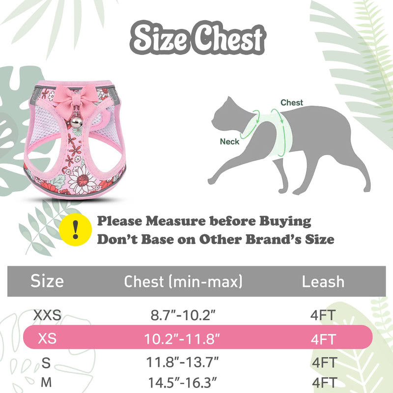 Cat Harness and Leash Escape Proof for Walking, Adjustable Soft Kitten Harness with Reflective Straps Step in Cat Vest Harness for Small Kitten and XS Dogs (Pink, S-Chest(11.8"-13.7")) S-Chest(11.8"-13.7") Pink - BeesActive Australia