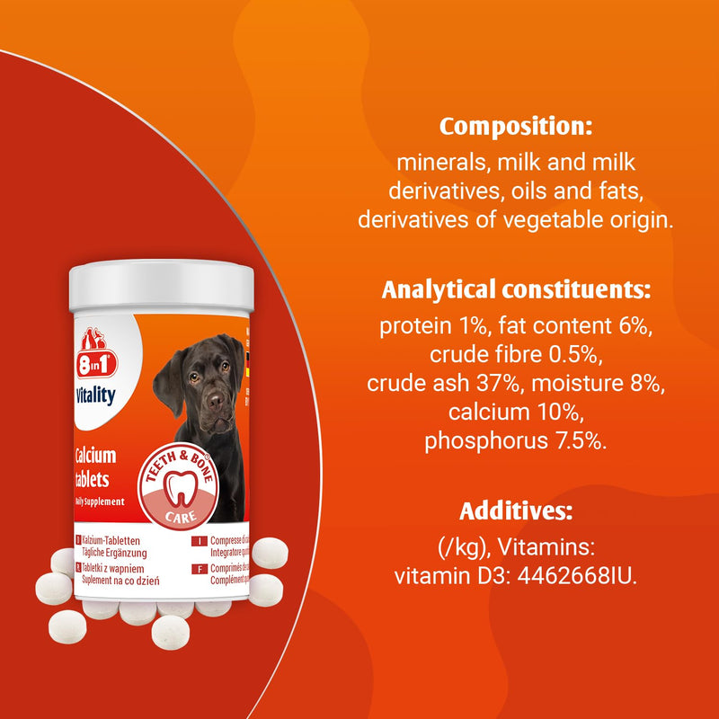 Calcium and Phosphorus Dog Nutritional Supplement - Teeth and Bone Care - 155 tablets - for strong bones and teeth, suitable for growing puppy (Pack of 2) Pack of 2