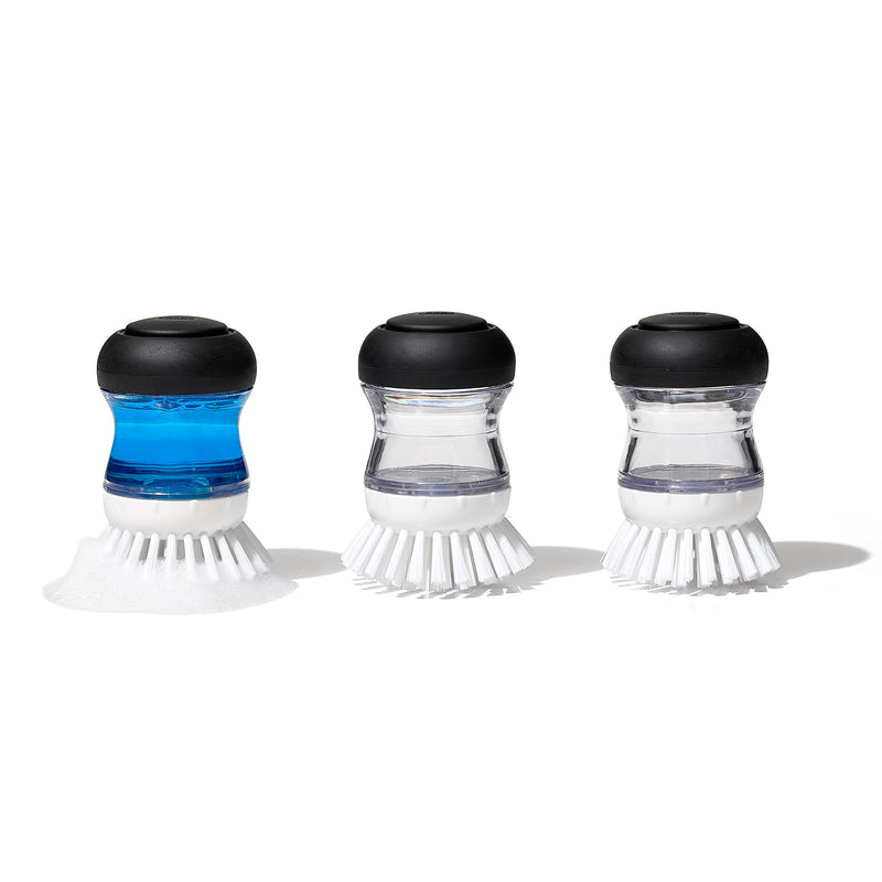 OXO Good Grips Soap Dispensing Palm Brush, Black/Clear/White - BeesActive Australia