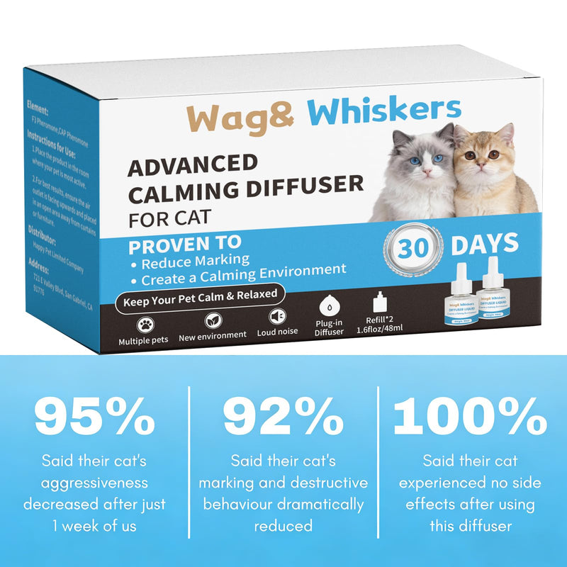 Cat Pheromones Calming Diffuser, Pheromone Diffuser to Calm Cats, Cat Calming Spray, Stress Relief and Anxiety Relief for All Cats, Soothe Your Pet's Emotions, 3-in-1 Kit for Cats (2pc) 2pc