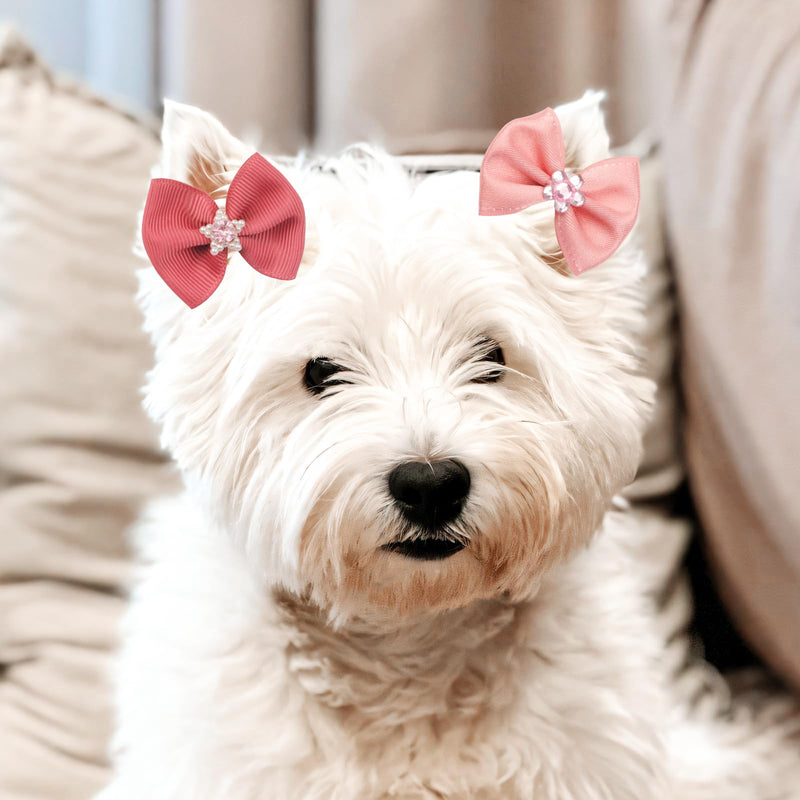 25PCS Pink Dog Bows Small Size Dog, Lovely Pet Hair Bows/Dog Hair Bows, Cute Mix Dog Bows for Small Dogs and Puppies, Pet Grooming Accessories/Puppy Bowknots with Rubber Bands for Daily Use - BeesActive Australia
