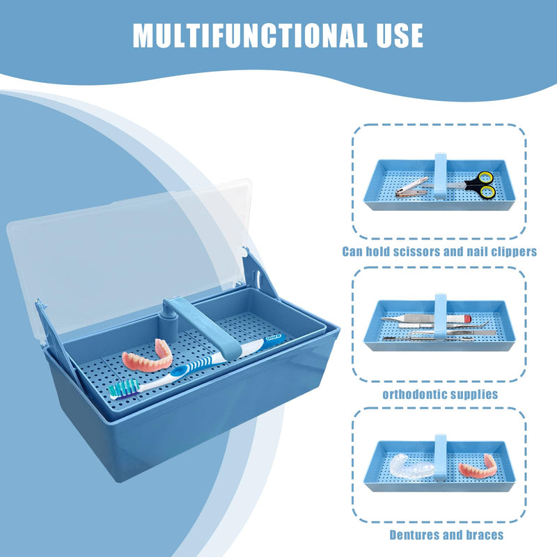 TTKBHHQ-Dental Instrument Sterilization Box, Cold Sterilization Tray Depository for Plastic Instruments for Dentistry, Dental Tools, Tattooing, and Nail Care. (blue) blue - BeesActive Australia