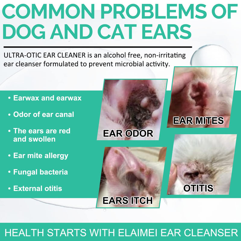 Pet Ear Cleaner for Dogs & Cats, 4 fl oz Ear Cleaning Solution with Soothing Formula - Supports Relief from Itchy Ears, Head Shaking & Wax Buildup - Safe for Puppies & Kittens - 120ml