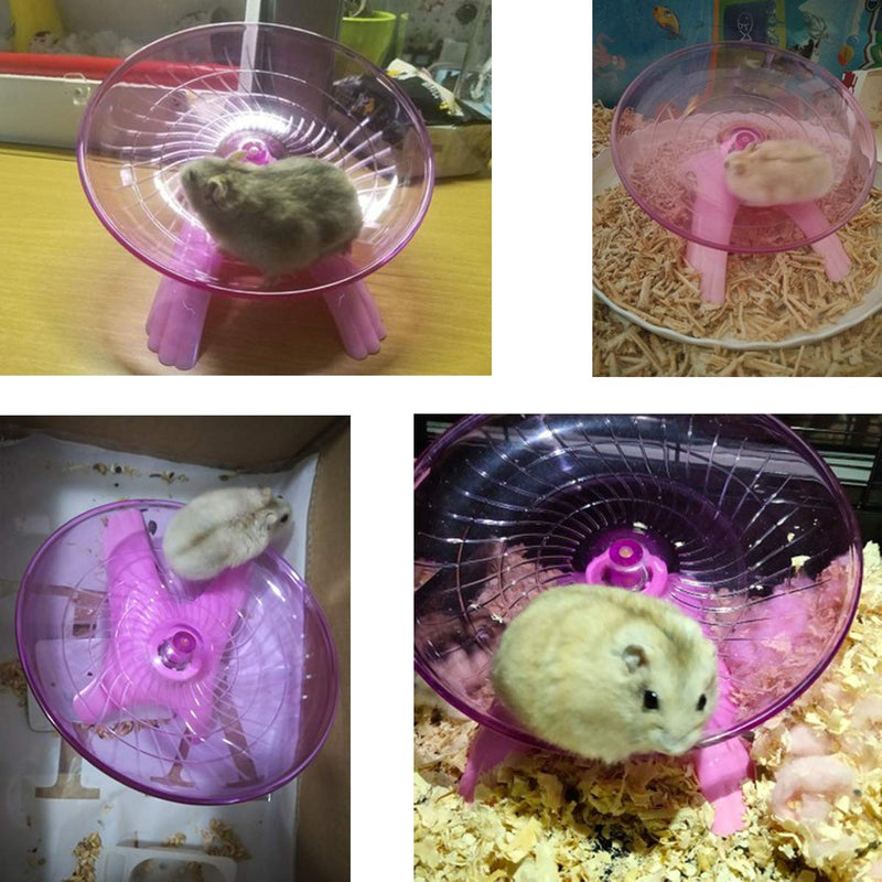 Hamster Flying Saucer Silent Running Exercise Wheel for Gerbil Rat Mouse Hedgehog Small Animals (Pink) Pink - BeesActive Australia