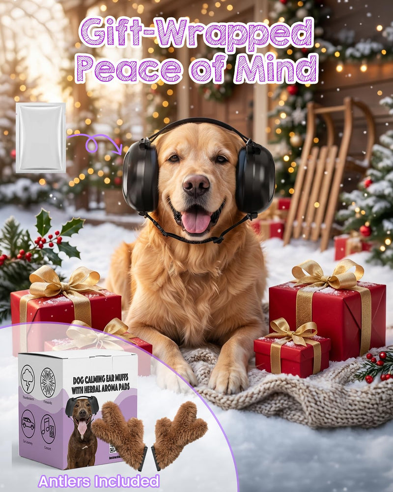 IAD Dog Ear Muffs Noise Protection – Noise Cancelling Dog Ear Muffs for Fireworks, Thunder & Anxiety Large