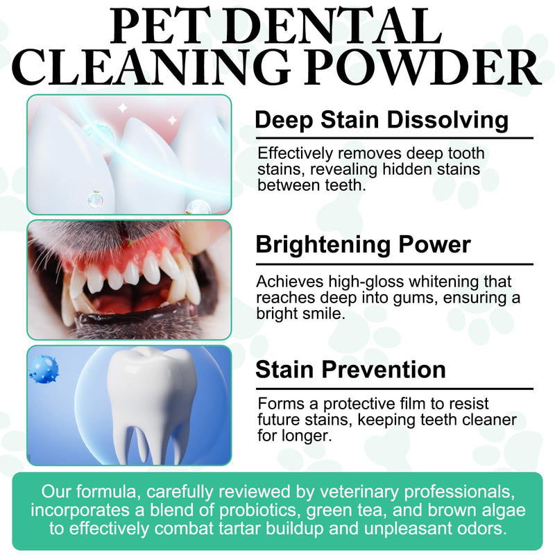 Dog Dental Powder,Pet Dental Powder,Teeth Cleaning Powder for Dogs,Dental Powder for Dogs,Plaque & Bad Breath Off Powder Dog, Dental Care Supplies for Small, Medium, Large Dogs 100g 3.52 Ounce (Pack of 1) - PawsPlanet Australia
