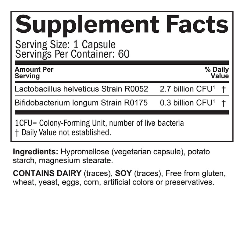 BrainMD ProBRAINbiotics 3 Billion CFU, 60 Capsules, Gluten Free | Dietary supplement with 60 servings and probiotic support for digestive comfort, shelf stable daily formula