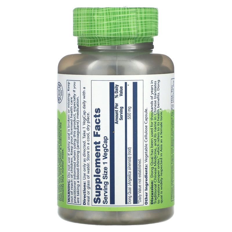 SOLARAY Dong Quai Root 550mg | Healthy Menstrual & Menopausal Support | Womens Health Supplement | Whole Root | Non-GMO, Vegan & Lab Verified | 180ct 180 Count (Pack of 1) - BeesActive Australia