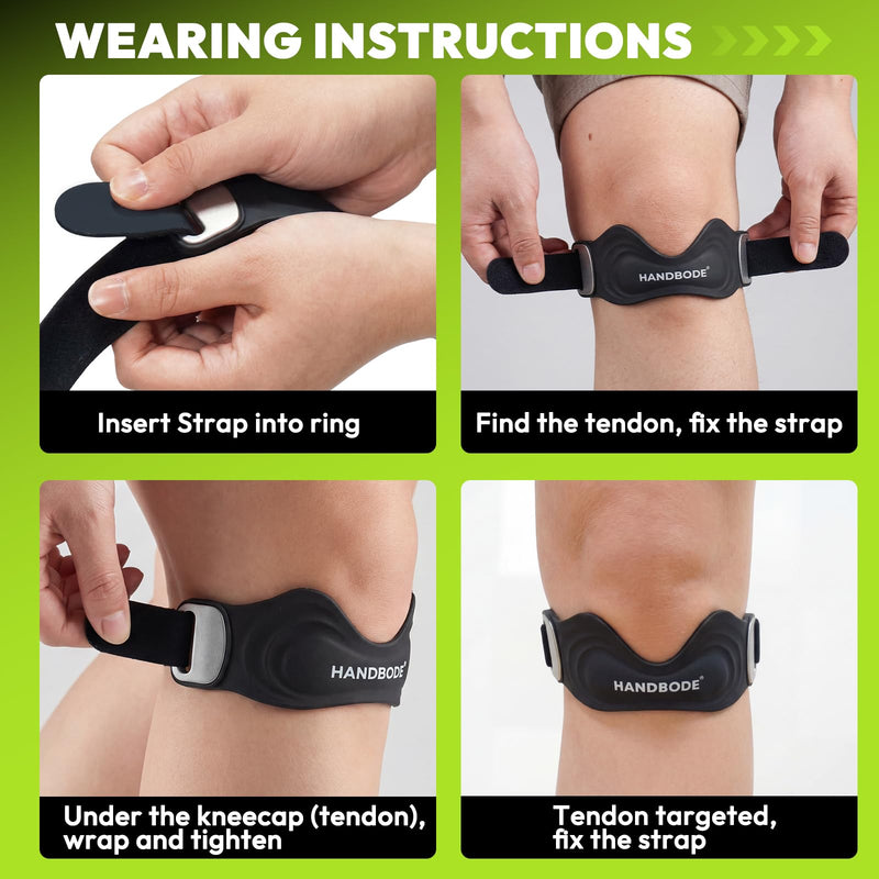 Patellar Tendon Support Strap, Silicone Knee Brace for men women, Adjustable Patella Band Support Pain Relief, Fit Hiking, Running, Basketball, Jumpers Knee, Osgood Schlatter, 2 Pack Black, 2 PCS Silicone Patella Straps - BeesActive Australia