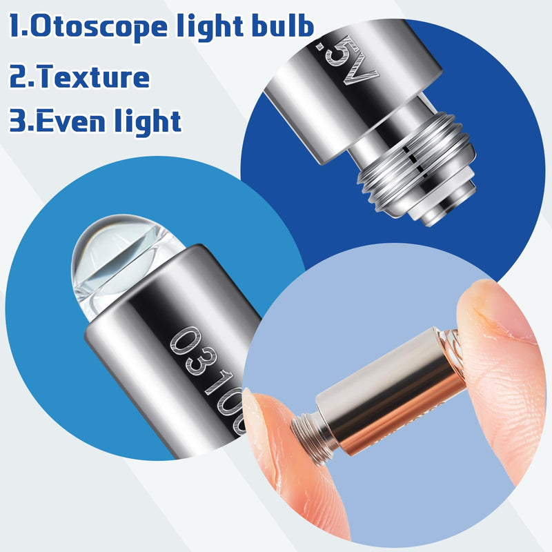 Funtery 2 Pcs Halogen Replacement Bulbs Compatible with Welch Allyn, 3.5v Lamp Type 03100-u Otoscope Lamp