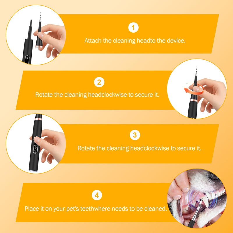 Dog Plaque Remover, Pet Teeth Cleaning Products, Dog Tartar Remover with 6 Modes and Complete Care Kit for Dogs and Cats, Rechargeable, Black