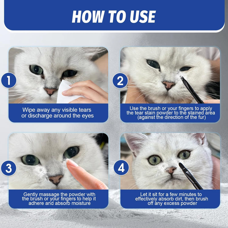 Tear Stain Remover Powder for Dogs and Cats,Eye Stain Cleaner,Natural Formula,Remove Tear Stains,Safe & Gentle Eye Care for Pets (2.12 Oz) 2.12 Oz - BeesActive Australia