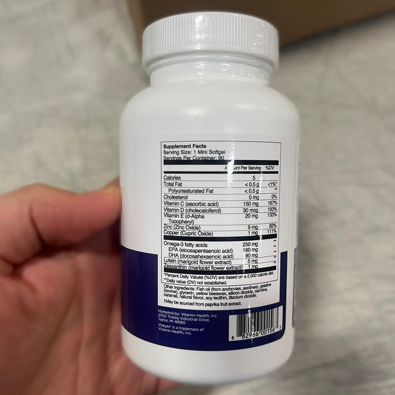 Viteyes Vision for Ages 50 Plus for Eye Health, Vision Support, Aging Eyes, Lutein, Zeaxanthin, Omega-3, Zinc, Vitamin C, Vitamins D, Vitamins E, Eye Doctor Trusted, Manufactured in The USA, 90 Ct