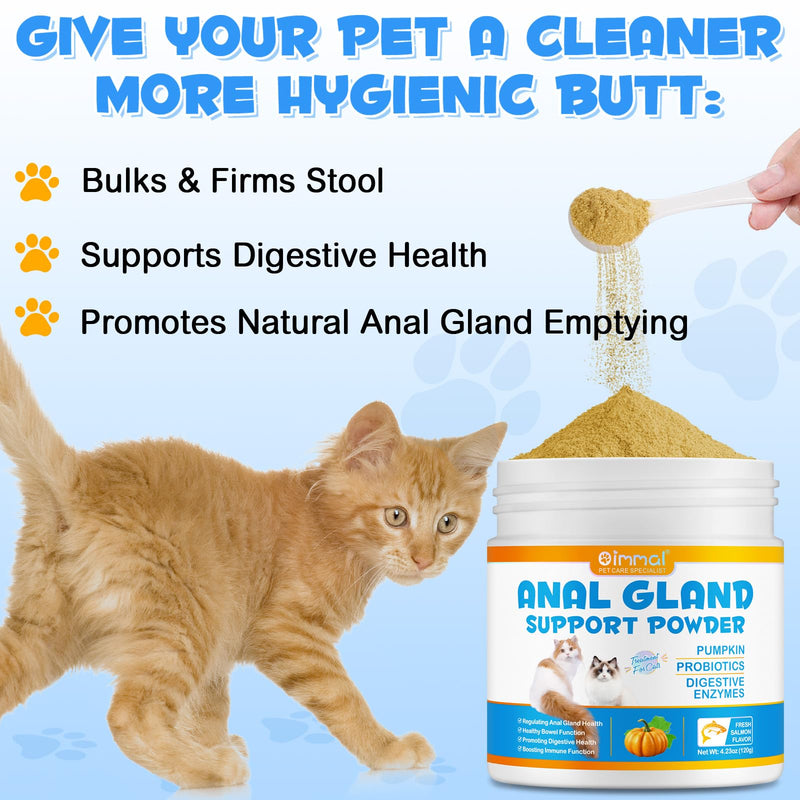 Anal Gland Support Powder for Cats, Anal Gland Supplement Powder with Pumpkin and Probiotics Supports Cats Anal Gland Health, Pet Supplement Anal Gland Support Powder Treatment for Cats - 120g - BeesActive Australia