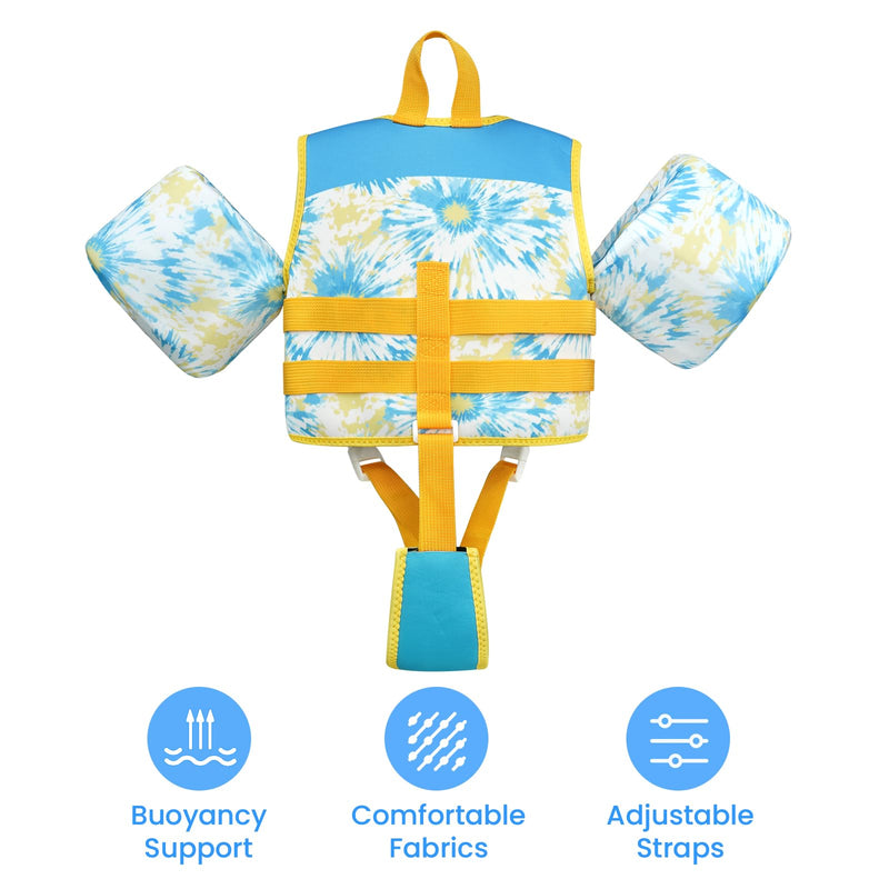 Gogokids Toddler Swim Vest for Kids 33-66 Pounds, Toddler Floaties Water Wing Arm Float, Swim Jacket with Adjustable Safety Strap for 2 3 4 5 6 Years Old Girls and Boys in Pool/Puddle Z-Blue Fit 2-3 Years, 33-42 Pounds - BeesActive Australia