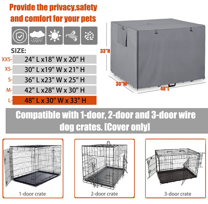 48Inch Wire Dog Crate Cover,Durable Windproof Privacy Polyester Pet Kennel Covers,Breathable Blackout Cover for 1/2/3 Door Dog Cage. (48" L x 30" W x 33" H,Grey) 48" L x 30" W x 33" H Grey - BeesActive Australia