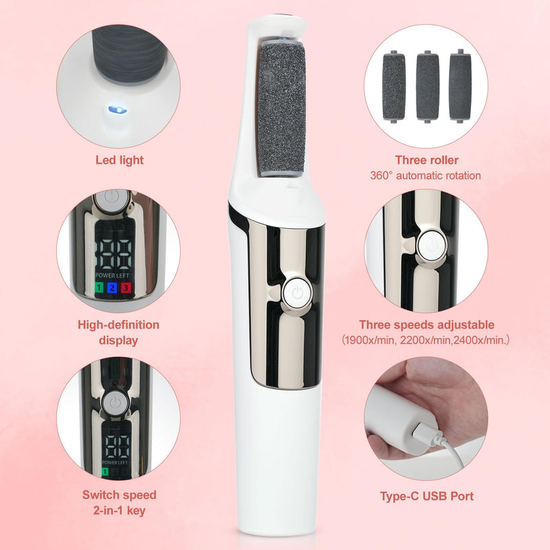 Electric Foot Callus Remover,Portable Smooth Electric Foot File,Suitable for Dry, Cracked, Dead Skin,Callus and Variety Foot Problems, at Home Rechargeable Feet Spa Care Kit for Men & Women - BeesActive Australia