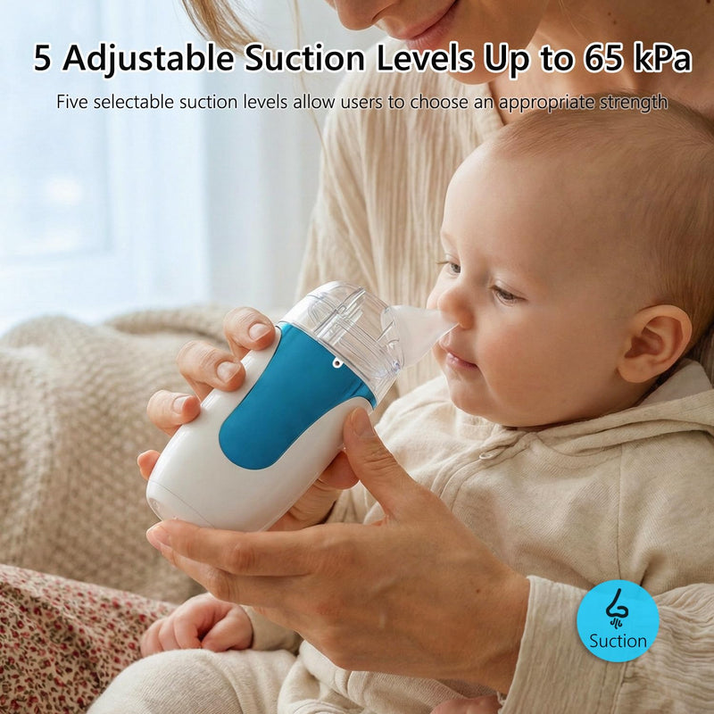 elaia Nasal Aspirator for Baby with Spray, 2-in-1 Electric Baby Nose Sucker with Fine Mist 5 Suction Levels up to 65kPa, BPA-Free, Quiet Baby Nasal Aspirator, Portable Snot & Booger Sucker for Infants