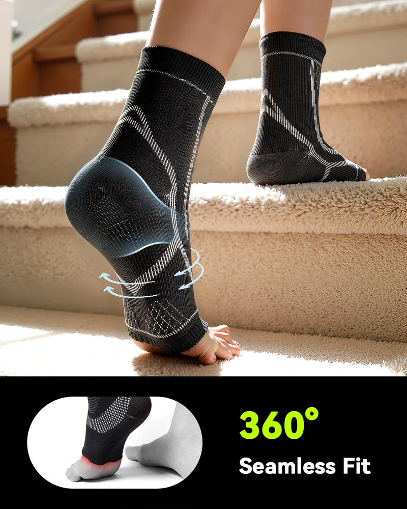 3 Pairs Ankle Brace for Women & Men,[Upgraded Ultra Breathable] Plantar Fasciitis Socks,Ankle Compression Sleeve for Achilles Tendonitis Relief, Heel Pain,Foot Pain and Swelling in Ankle Support (L) Large - BeesActive Australia