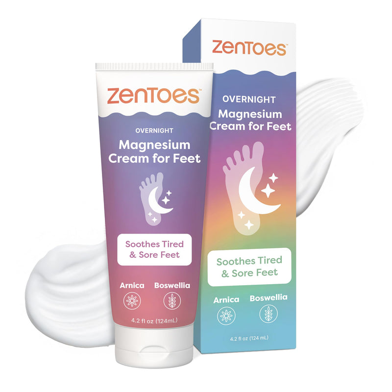 ZenToes Magnesium Cream with Arnica | Relaxation Support & Moisturizing Foot Cream for Legs & Calves | Magnesium Lotion for Feet & Sleep Support | Relaxing Nighttime Foot Balm | 4.2oz 4.2 Ounce (Pack of 1)