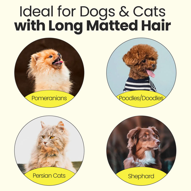 Metal Dog Comb for Matted Hair & Detangler Combs Set - Remove Tangles & Matted Fur - Easy Safe Cat & Dog Combs for Grooming Doodles - BeesActive Australia