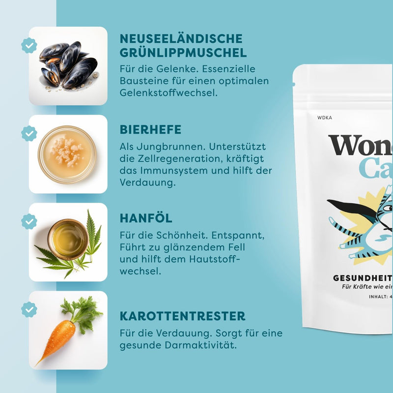 Dr.SAM WonderCat - health powder for cats - high-dose nutritional supplement for joints, intestines, stress, teeth, skin and fur, 100% herbal all-round care, made in Germany, 45g cat - BeesActive Australia