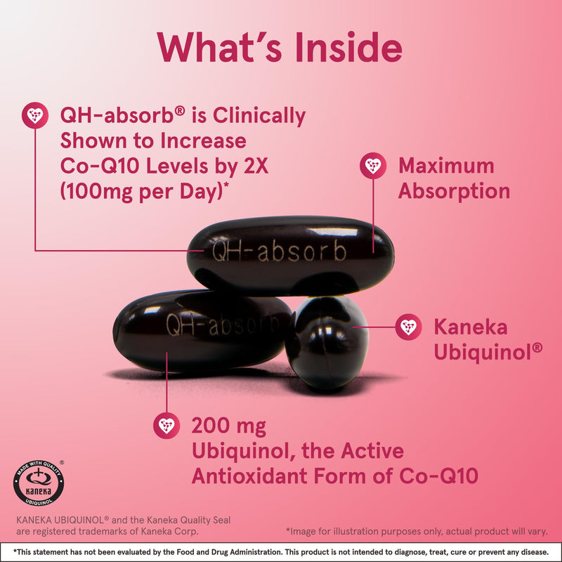 Jarrow Formulas QH-Absorb 200 mg - 60 Softgels - High Absorption Co-Q10 - Active Antioxidant Form of Co-Q10 - Supports Mitochondrial Energy Production and Cardiovascular Health - 60 Servings 1 Count (Pack of 60)