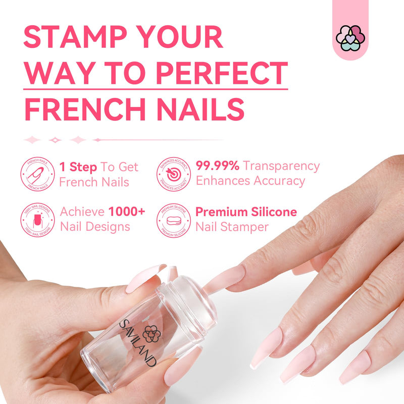 SAVILAND Nail Stamper Kit & 12-Color Dog Nail Polish Pens: Silicone Stamp Scrapers for French Manicure with Quick-Dry Non-Toxic Manicure Pens for Pets Home DIY & Salon Use