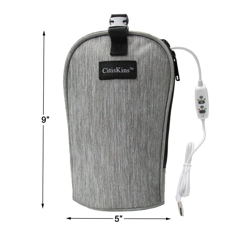 Bottle Warmer For Baby Milk USB Portable Bottle Heating Bag Car Bottle Warmer Water Warming Bag On The Go Bottle Warmer At Home Or Travel (grey) grey - BeesActive Australia