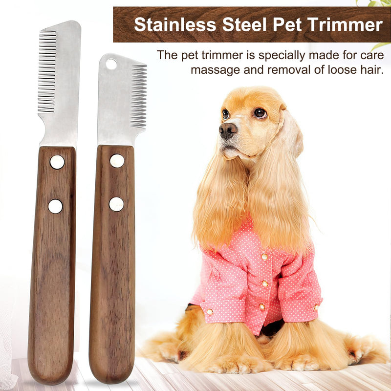 Trimming knife for dogs, 2-piece set of pet trimmers, stainless steel trimmer set, dog fur care, pet products, hair scraper comb, suitable for cats, dogs - BeesActive Australia