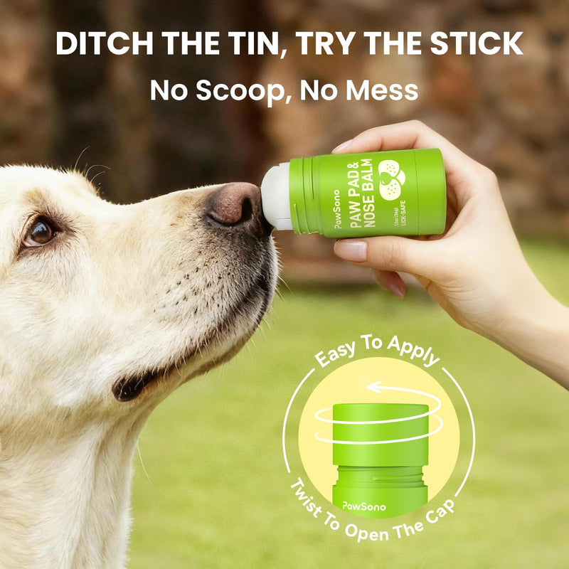 PawSono Lick-Safe Dog Paw & Nose Balm with Coconut Oil | All-Natural Moisturizer & Soother for Dry, Cracked Pads & Snout | Heat & Cold Pavement Protection Wax | Horse Hoof, Joint Care (1.3 oz 1.3 oz
