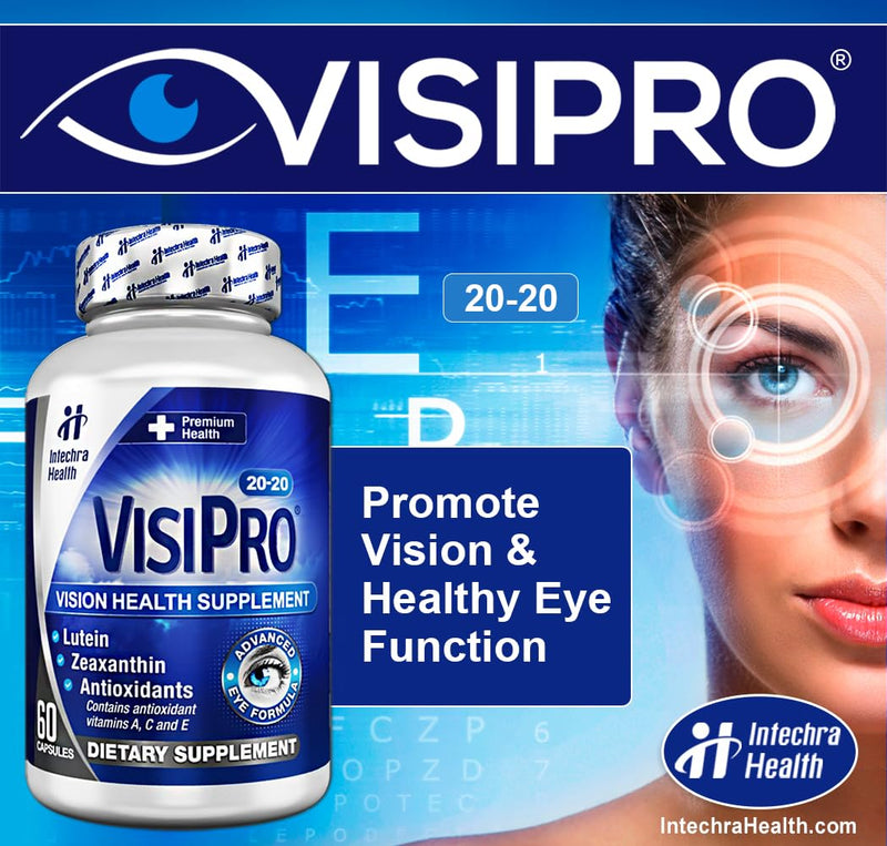 VISIPRO® 20-20 New Vision Health Supplement - Advanced Eye Vision Vitamins for Complete Eye Health, Vision Support & Macular Free Radical Defense - 60 Veggie Caps - BeesActive Australia
